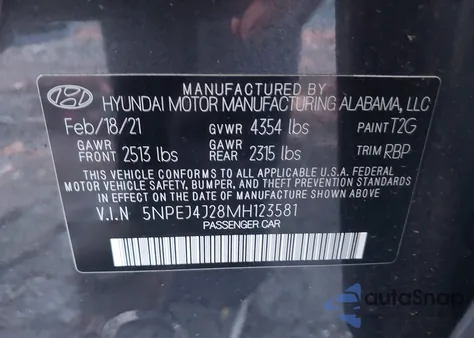 2021 Hyundai Sonata Sel Plus from USA, damaged, VIN 5NPEJ4J28MH123581